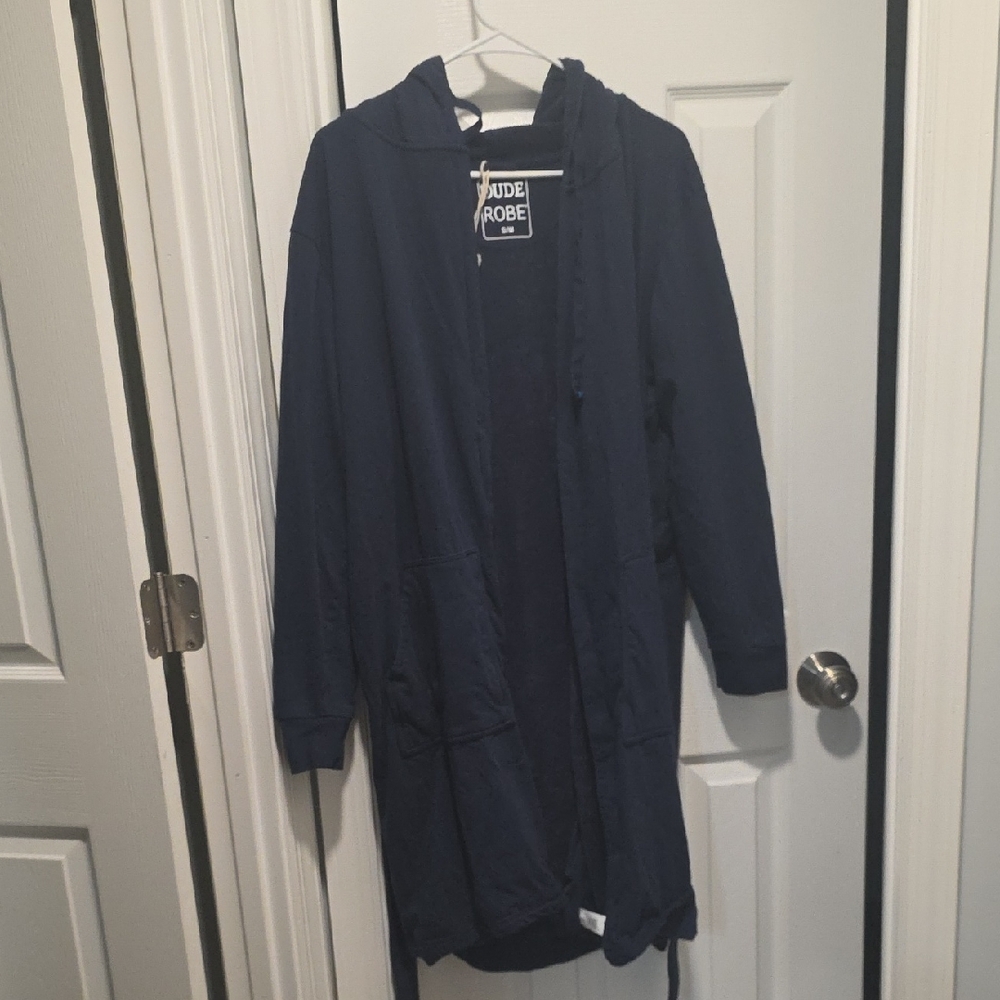 Dude Robe Navy Hooded Double Lined Robe - Picture 5 of 16